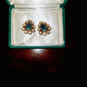 Handmade blue savorski crystal earrings from Rome Italy
